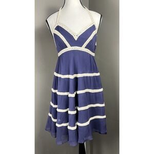 Vintage Betsey Johnson Purple Fairy Boho Slip Dress Crochet Trim Y2K Coquette S